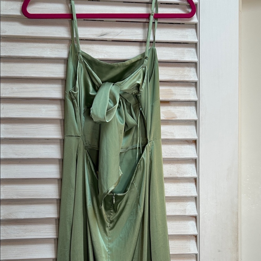 12th Tribe Asymmetrical Sage Fringe Dress - Picture 6 of 8